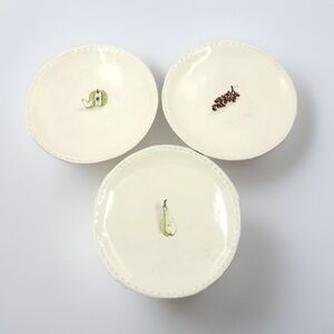 Rae Dunn Boutique Retired Fruit Plate Set Stitched Magenta Saucer 6in Round Rare